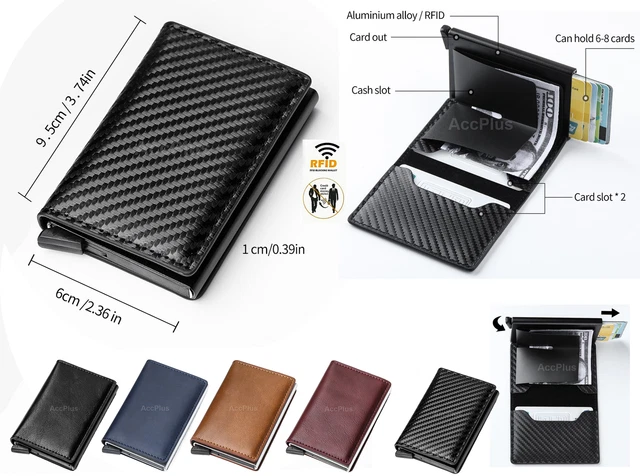 RFID Blocking Genuine Leather Credit Card Holder Money Cash Clip Wallet Purse