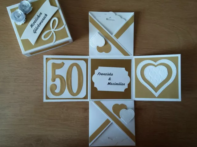 Explosionsbox zur Goldenen Hochzeit, personalisiert, Handarbeit