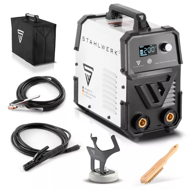 STAHLWERK Schweißgerät ARC 200 Synergic Pro MMA Lift TIG IGBT Inverter 200 A