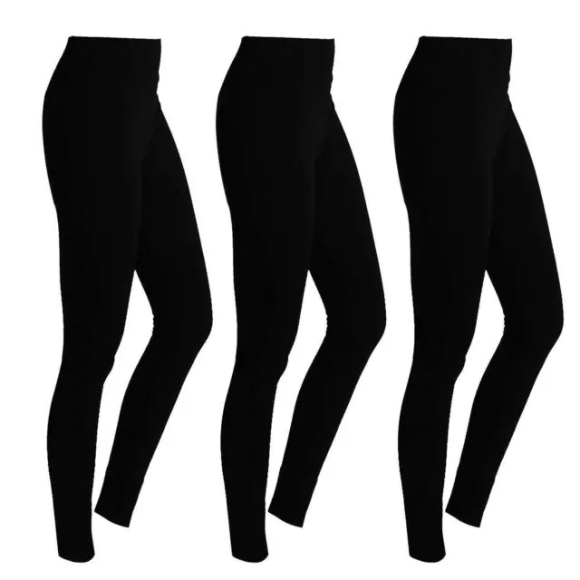 Ladies Stretchy Skinny Leggings Jeggings Pack of 3 Black Soft slimware Leggings