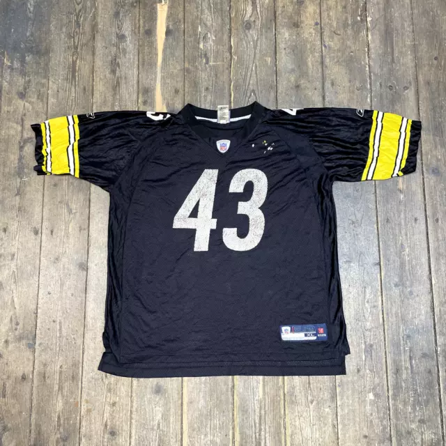 Reebok NFL Jersey Pittsburgh Steelers Polamalu Football Tee, Black, Mens XL