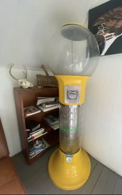 Vintage Yellow Wizard Spiral Gumball Machine