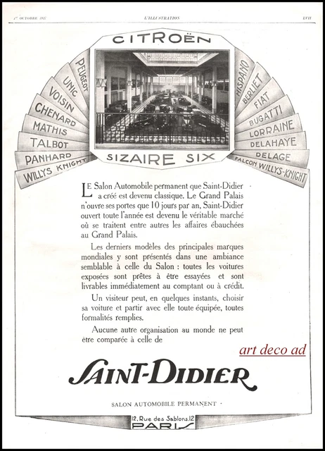 Publicité Le Salon de l' Automobile Citroen car photo vintage ad  1927 -10i