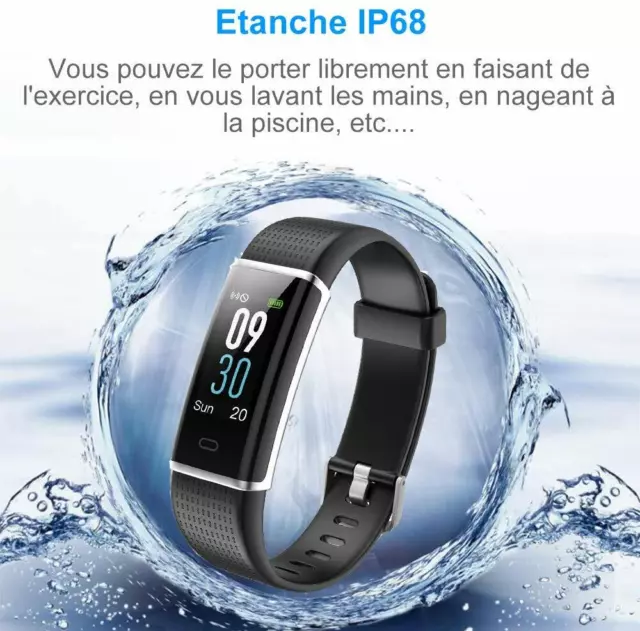 Montre Connectée Intelligente Unisex Etanche Cadeau Sport Fitness Androïd IOS
