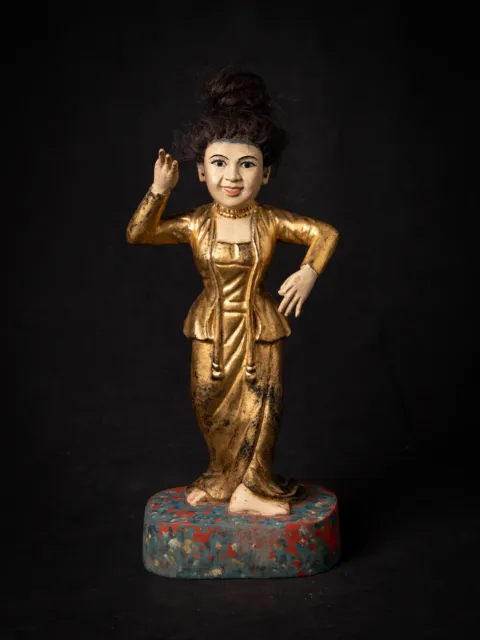 Antique wooden Burmese Nat statue from Burma, 19th century