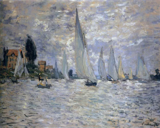 Hand-painted Oil Painting Claude Monet - The Boats Regatta at Argenteuil (1874)