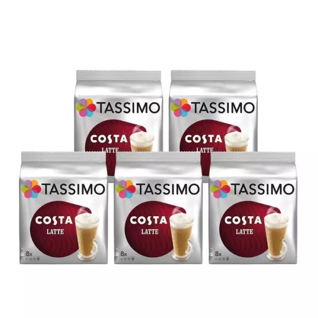 Tassimo Costa Latte 5 Pack - 40 Drinks Large Cup Size 325ml T Disc Pods
