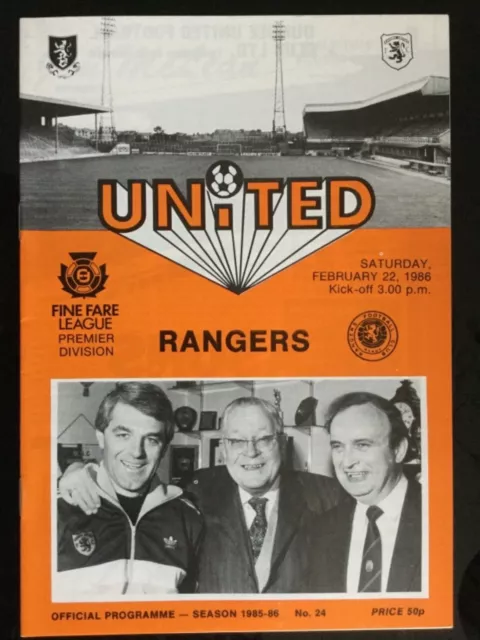 Dundee United v Rangers League Programme February 1986