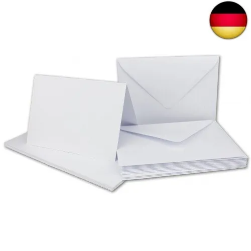 50 Doppelkarten Set DIN A6 Weiß - 14,8 x 21,0 cm offen - 240 g/m² mit B