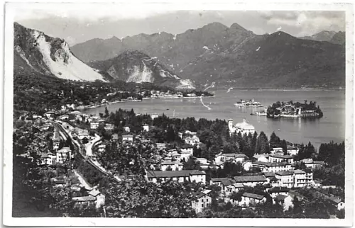 CARTOLINA LAGO MAGGIORE ,STRESA BORROMEO - PANORAMA viaggiata 1933