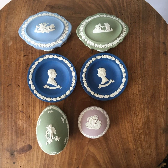 Wedgewood Jasperware, Lilac, Sage Green, Blue - Egg, Trinket Boxes, Dishes