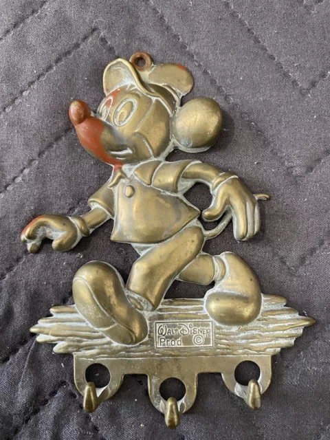 Rare Vintage Mickey Mouse solid brass key Towel  holder from the 60's. Disney