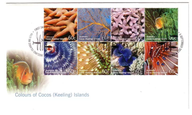 2011 FDC set of 3. Cocos (Keeling) Islands Colours. "Fish" Pictorial PMK