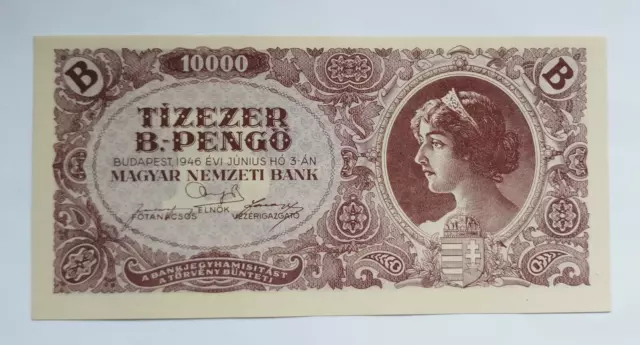 Hungary 1946 - 10,000 B Pengo ( Billion ) banknote - Original - UNC condition