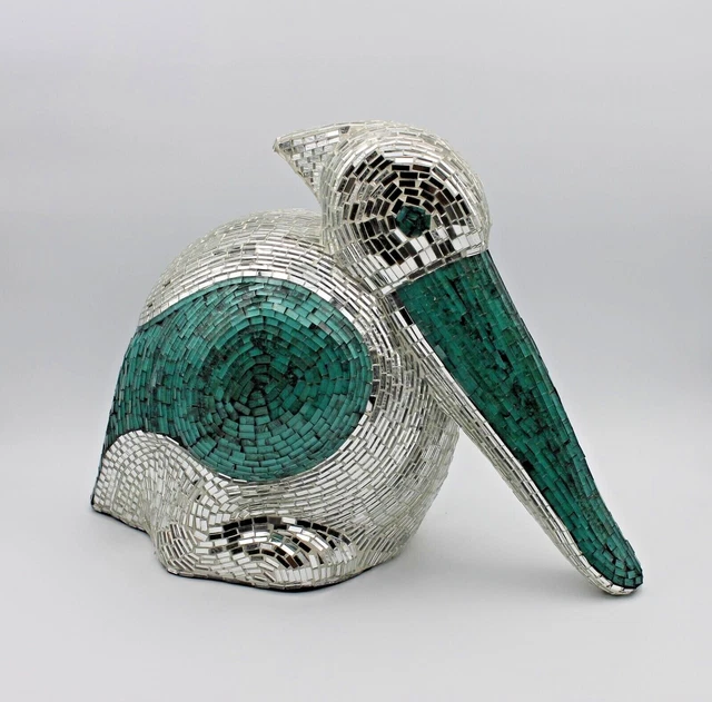 RARE JOBI Handmade in Brazil Mosaic Glass Tile Pelican Ocean Beach Sculpture