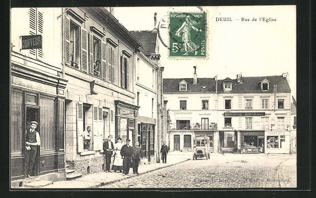 CPA Deuil, Rue de l´Eglise, vue de la rue