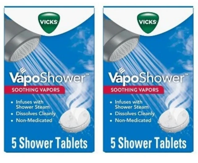 LOT OF 2  VapoShower Soothing Vapors 5ct Shower Tablets ea ( 10 TABLETS TOTAL)