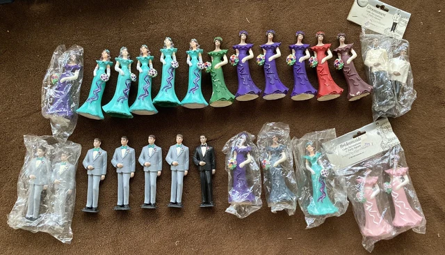 Toppers de pastel de boda Wilton dama de honor y padrino vintage 1991