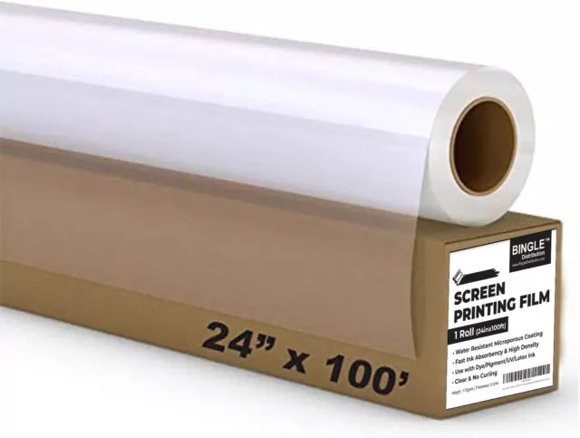 Waterproof Inkjet Transparency Film Screen Printing 24" x 100' - 1 Roll - 5 MIL