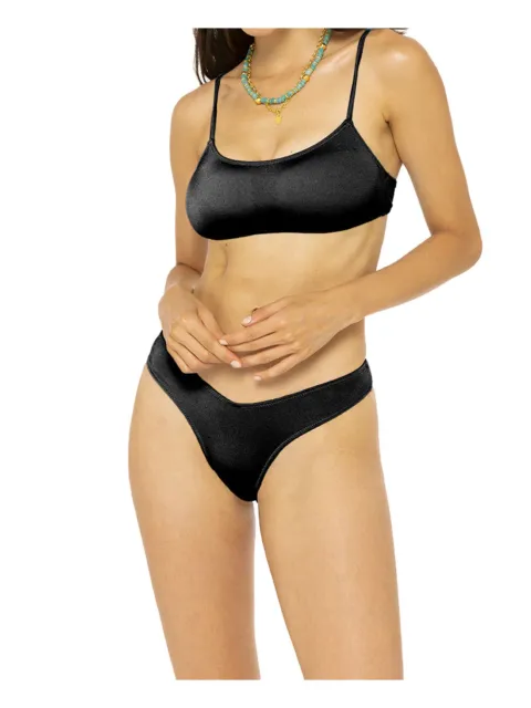 Bikini 4Giveness donna FGBW2957 shine exchange color nero top fascia slip V PE23