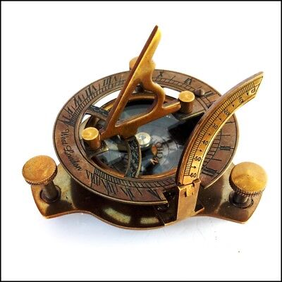 Brass Nautical Sundial Compass 2.5" - Working Marine Prop Vintage Collectible