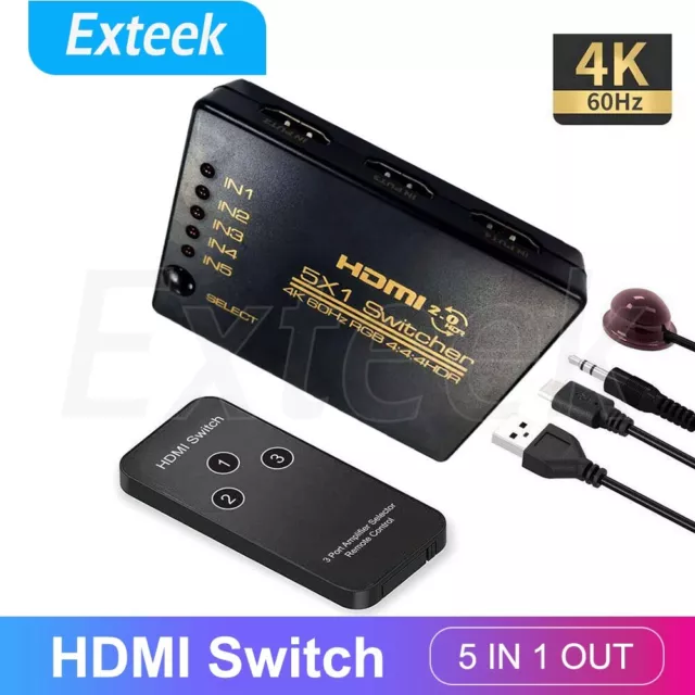 HDMI Switch 4K@60Hz with 3.9FT HDMI Cable, 3 Port HDMI Switcher Splitter,  HDMI Switch
