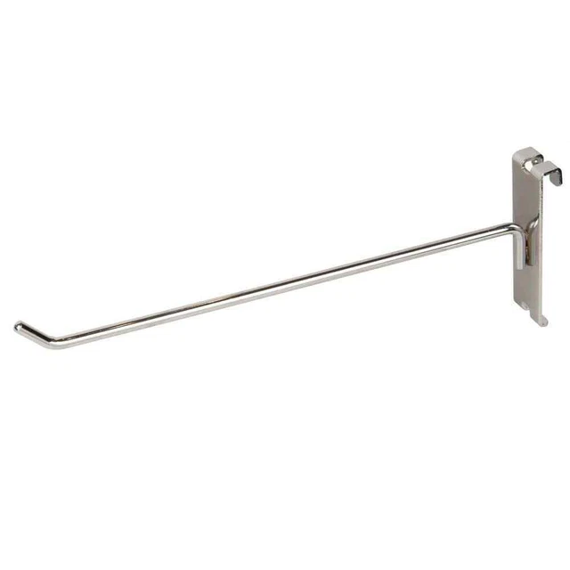 Econoco Slatwall Panel 10"x3" Chrome Hook Gridwall Pre-Assembled Silver (96Pack)