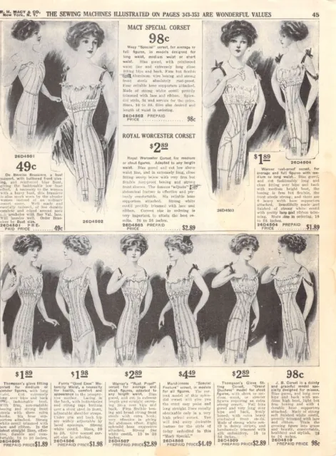 Vintage Paper Ad Macy's  Marchioness Warner Corsets Undergarments 1910s 1911