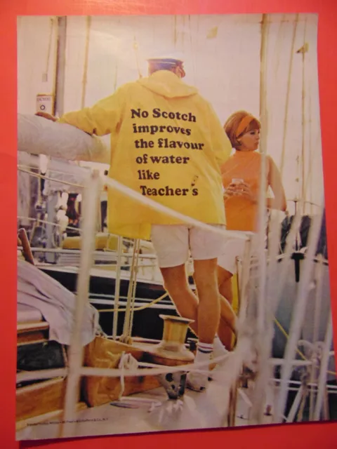 1966 TEACHER'S No Scotch Improves the Taste of Water Like It! photo art print ad