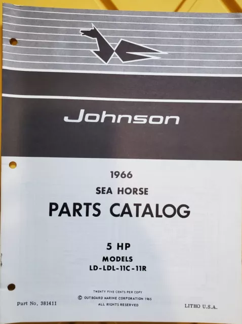 1966 Johnson OMC 5 HP Parts Catalog Sea-Horse P/N 381411