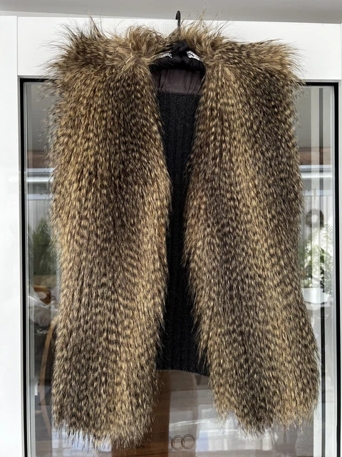 COUNTRY ROAD FAUX Fur Vest Girls Grey Toggle Buttons Size 8 9