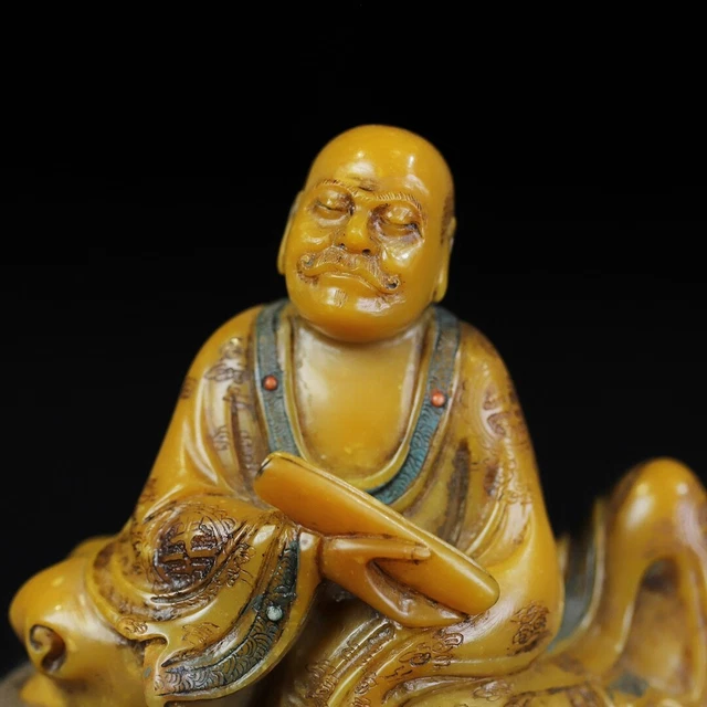 Chinese Exquisite Handmade Arhat Carving Shoushan Stone Statue 2