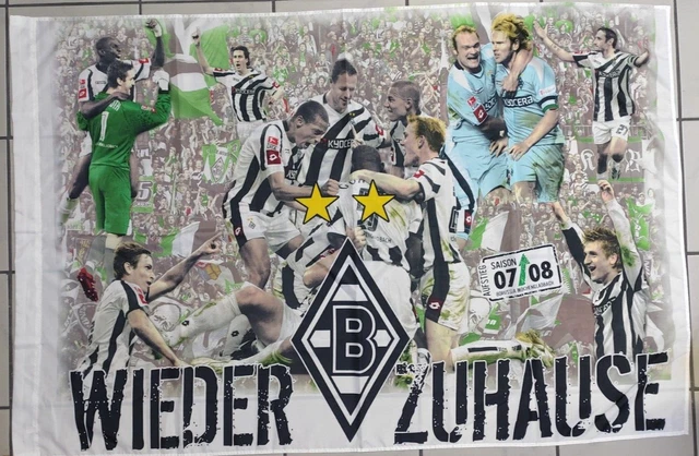 Borussia Mönchengladbach Hiss-Fahne WIEDER zu Hause Gladbach Fanartikel 07 / 08