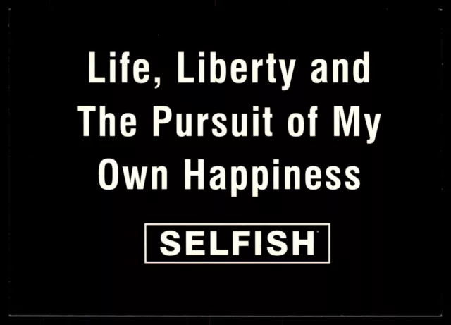 Life Liberty And The Pursuit Of Happiness Selfish Maxracks Postcard UNP