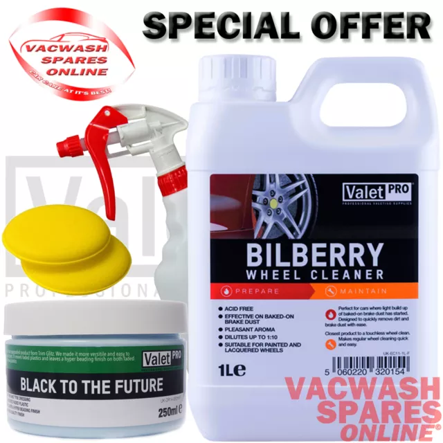 Valetpro Bilberry Wheel Cleaner 1L & Black To The Future 250Ml *Non Acid*