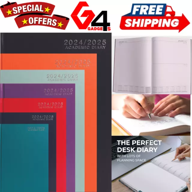 2024-2025 Academic A5 A4 Day to Page Week to view Diary School Year Hardback