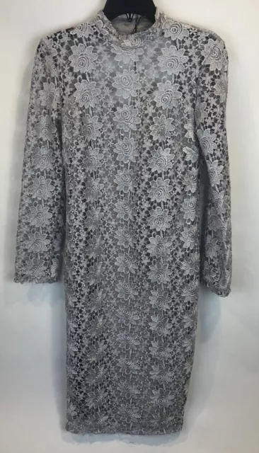 Club L London Asos Women's 8 Long Sleeved Floral Crochet Lace Shift Dress NWT