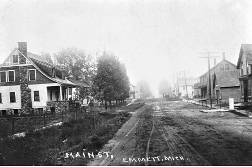 Main Street View Emmett Michigan MI Reprint Postcard