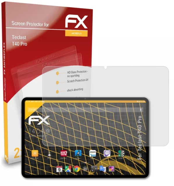 atFoliX 2x Panzerfolie für Teclast T40 Pro Schutzfolie matt&stoßfest Folie