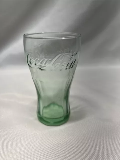 Coca-Cola Coke Glasses 4.5" Mini Glass Shot Juice Vintage Green Glass