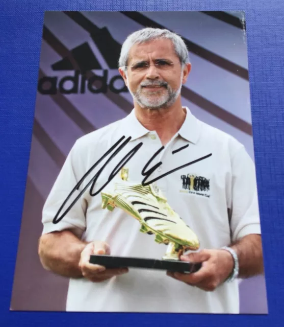 Foto firmata autografata Gerd Muller Germania leggenda calcio + COA