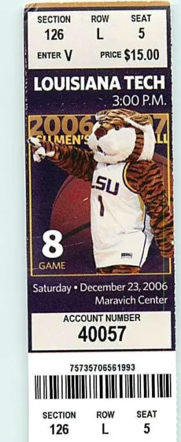 Ticket College Basketball Louisiana Tech 2006 - 07  12.23 - LSU Tigers