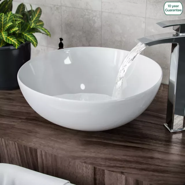 420mm Counter Top Round Bowl Basin Cloakroom Bathroom Wash Sink | Etive