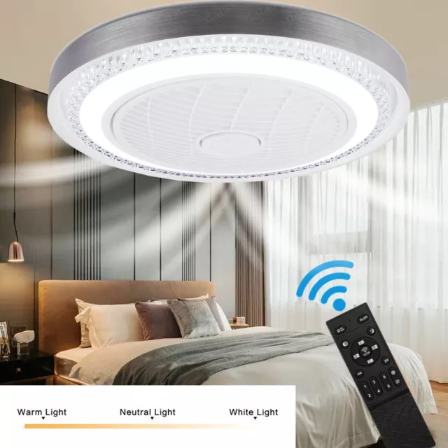 LED Deckenventilator Beleuchtung Timer Leiser Wohn Schlaf Zimmer Lüfter Lampe A