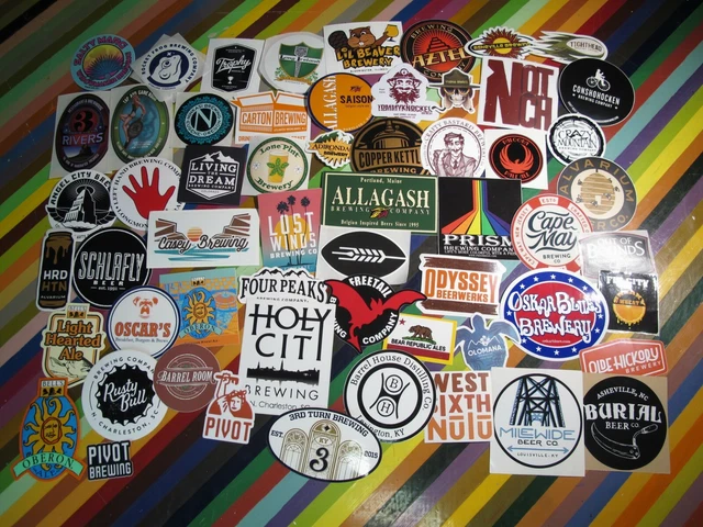 vtg 2000s Craft Beer brewing co. sticker - Burial Allagash Beaver Holy City +