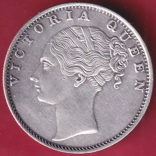 East India Company 1840 Continuous Legend Victoria Queen 1 Rupee Silver Coin#E1