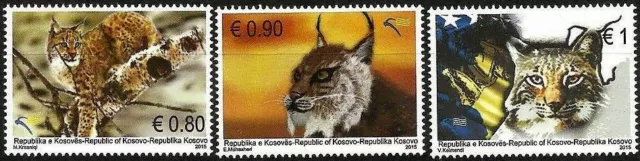 Kosovo Stamps 2015. Fauna. Species extinction: Lynx. Set MNH