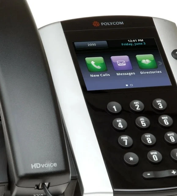 Polycom VVX500 IP Business Phone App Screen 12 Line Telephone With Media Cable