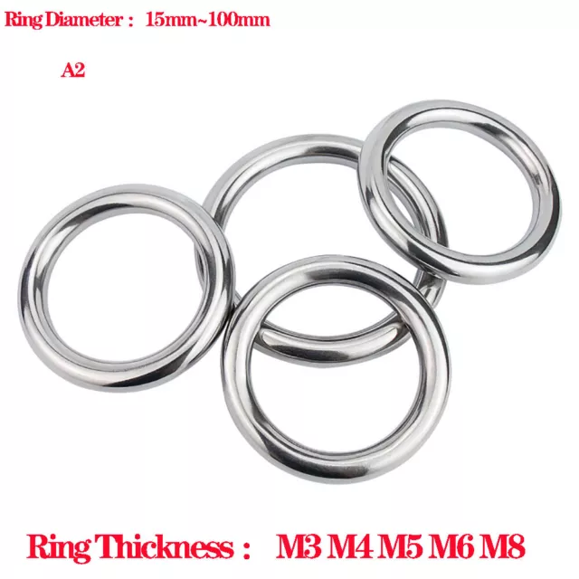 Stainless Steel Round Rings Heavy Duty Solid Metal O Ring Welded Smooth 15~100mm