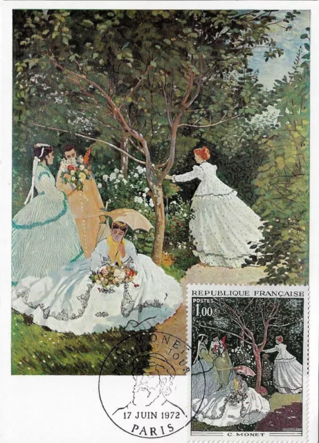 France, CM 1972, Peinture tableau Claude Monet "Au jardin" art artiste